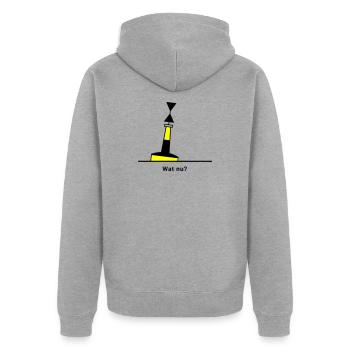 Tonne - Boje Nordsee Segeln Ostsee Maritim - Unisex Premium Bio Zip Hoodie - Grau meliert - Hinten - Nico (187cm)