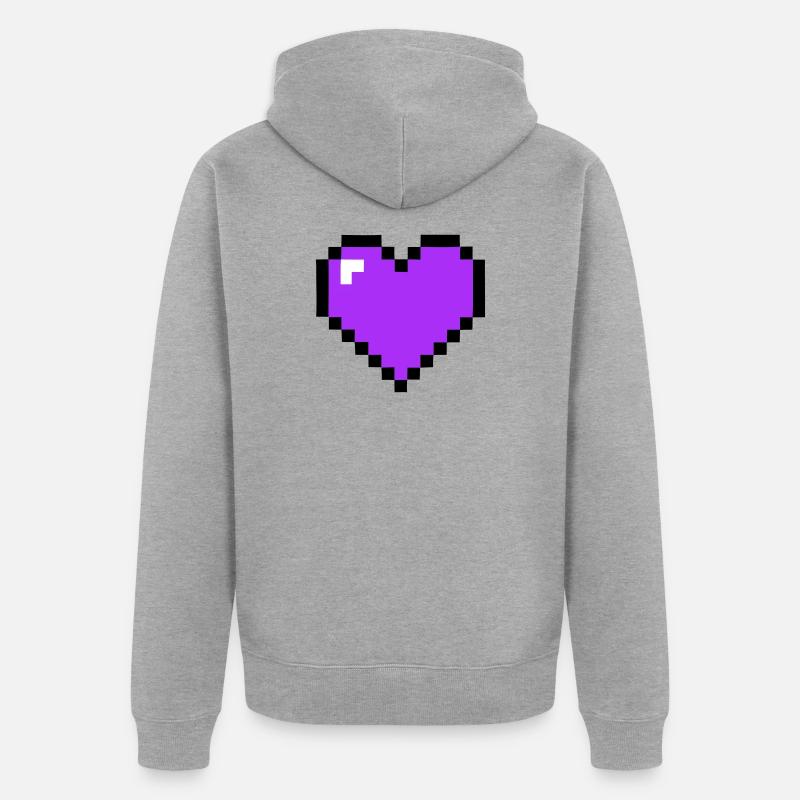 Santé 8-bit du cœur du Pixel - Veste à capuche bio Premium Unisexe - gris chiné