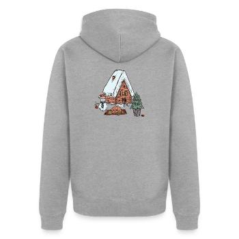  Cozy Time - Unisex Premium Bio Zip Hoodie - Grau meliert - Hinten - Nico (187cm)
