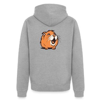 Cheerful Capybara / Guinea Pig / Hamster – Heart - Unisex Premium Organic Zip Hoodie - heather grey - Back - Nico (187cm)