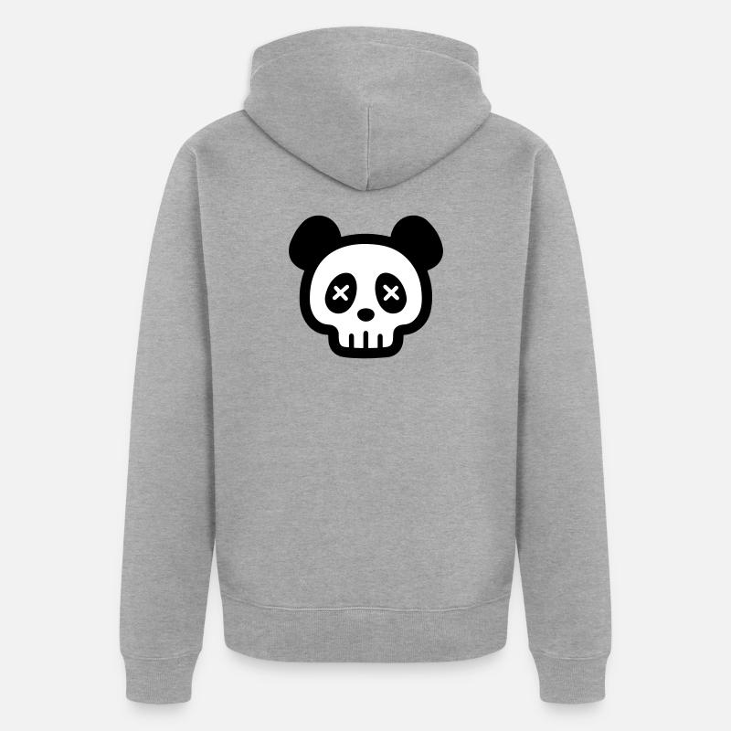 Squelette de crâne de panda - Veste à capuche bio Premium Unisexe - gris chiné