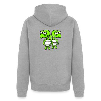 2 turtles friends funny silly embarrassing team - Unisex Premium Organic Zip Hoodie - heather grey - Back - Nico (187cm)