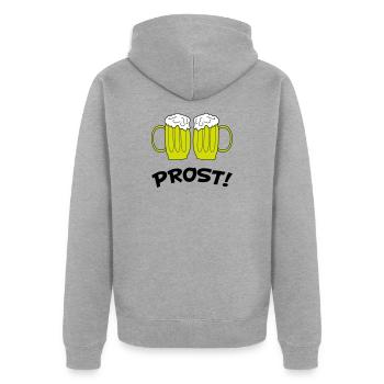 Zweier Bierkrüge Anstoß - Unisex Premium Bio Zip Hoodie - Grau meliert - Hinten - Nico (187cm)