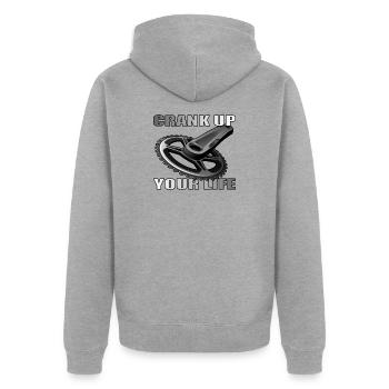 Crank Up Your Life design for bike lovers - Unisex Premium Organic Zip Hoodie - heather grey - Back - Nico (187cm)