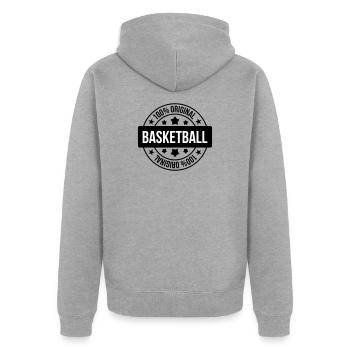 Basketball / Basketball / Basktet-Ball / Sport - Unisex Premium Bio Zip Hoodie - Grau meliert - Hinten - Nico (187cm)