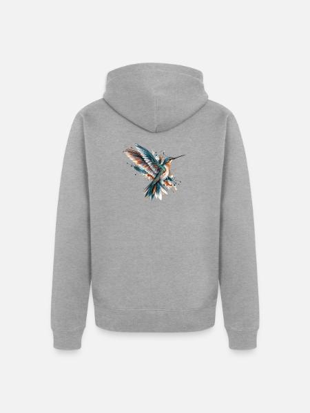 Kolibri - Unisex Premium Bio Zip Hoodie - Grau meliert