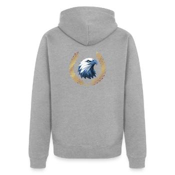 Eagle - Unisex Premium Bio Zip Hoodie - Grau meliert - Hinten - Nico (187cm)