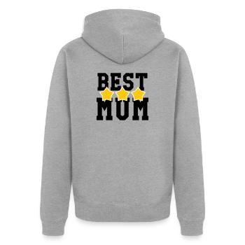 Beste Mama - Muttertag - Unisex Premium Bio Zip Hoodie - Grau meliert - Hinten - Nico (187cm)