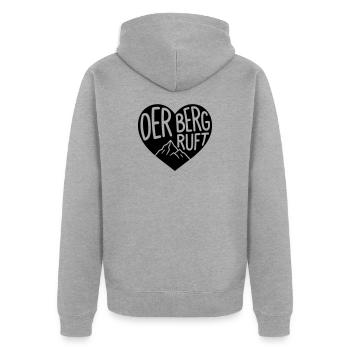 The mountain is calling, hiking heart design - Unisex Premium Organic Zip Hoodie - heather grey - Back - Nico (187cm)