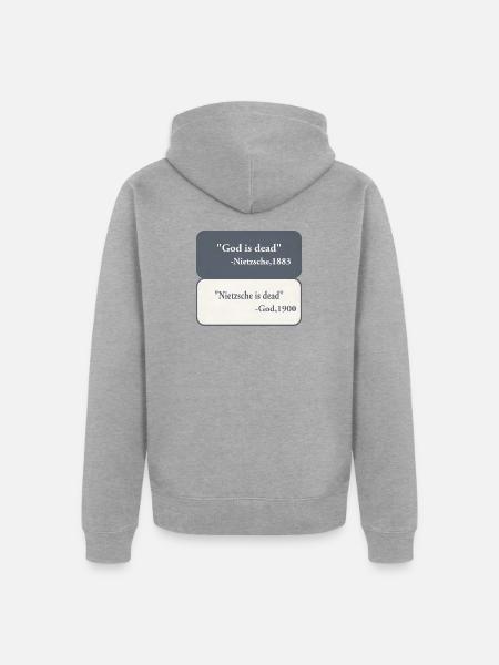 God is Dead - Nietzsche  - Unisex Premium Bio Zip Hoodie - Grau meliert