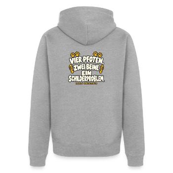 Vier Pfoten zwei Beine ein Schilderproblem - Unisex Premium Bio Zip Hoodie - Grau meliert - Hinten - Nico (187cm)