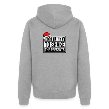 Le plus susceptible de secouer les cadeaux Noël Fun - Veste à capuche bio Premium Unisexe - gris chiné - Dos - Nico (187cm)