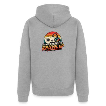 Gamer Geburtstag älter werden - Unisex Premium Bio Zip Hoodie - Grau meliert - Hinten - Nico (187cm)