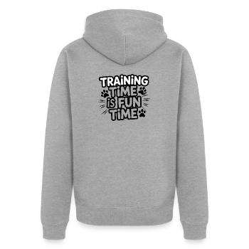  Training Time Is Fun Time Hundetraining Für - Unisex Premium Bio Zip Hoodie - Grau meliert - Hinten - Nico (187cm)