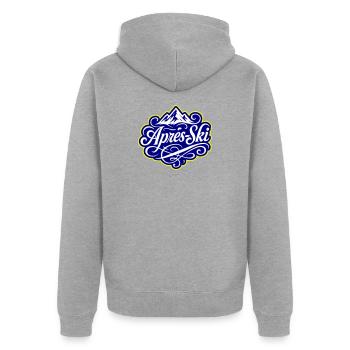 Apres Ski Berge Alpen - Unisex Premium Bio Zip Hoodie - Grau meliert - Hinten - Nico (187cm)