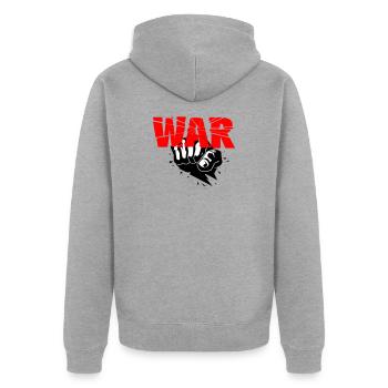 No war - Unisex Premium Organic Zip Hoodie - heather grey - Back - Nico (187cm)