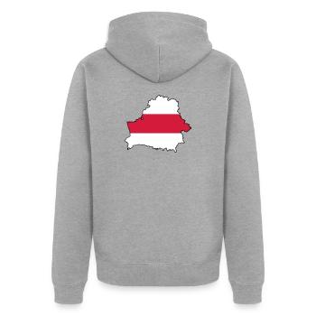 Silhouette of Belarus - Unisex Premium Organic Zip Hoodie - heather grey - Back - Nico (187cm)