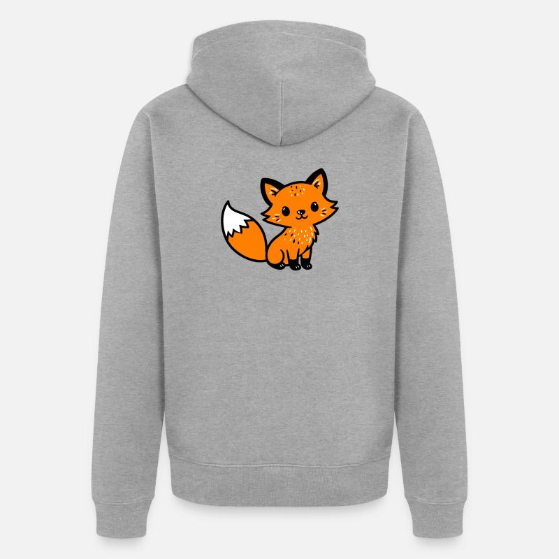 Fox Cute Comic - Veste à capuche bio Premium Unisexe - gris chiné