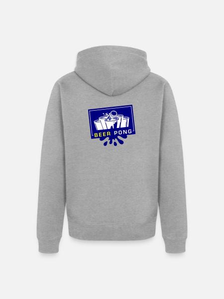 Beer Pong Becher Blau Gelb - Unisex Premium Bio Zip Hoodie - Grau meliert