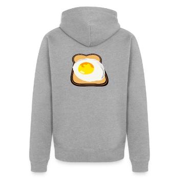 Toast mit Spiegelei lecker Frühstück - Unisex Premium Bio Zip Hoodie - Grau meliert - Hinten - Nico (187cm)