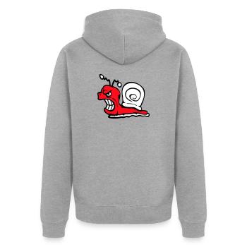 Snail Evil Angry Attack Teeth Grinding Sour - Unisex Premium Organic Zip Hoodie - heather grey - Back - Nico (187cm)