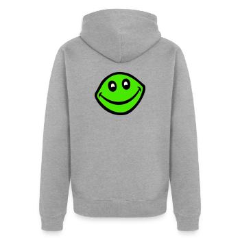 grenouille crapaud sourire drôle bande dessinée heureux cool - Veste à capuche bio Premium Unisexe - gris chiné - Dos - Nico (187cm)