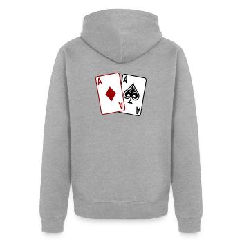 Cartes de poker – Texas Hold’em Casino Design - Veste à capuche bio Premium Unisexe - gris chiné - Dos - Nico (187cm)