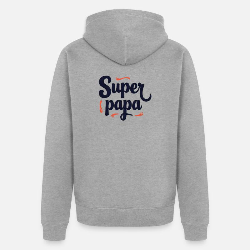Super Dad Script Nähen - Unisex Premium Bio Zip Hoodie - Grau meliert