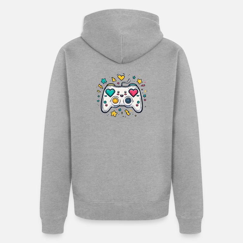 Conception de jeu Heart Controller Neon - Veste à capuche bio Premium Unisexe - gris chiné