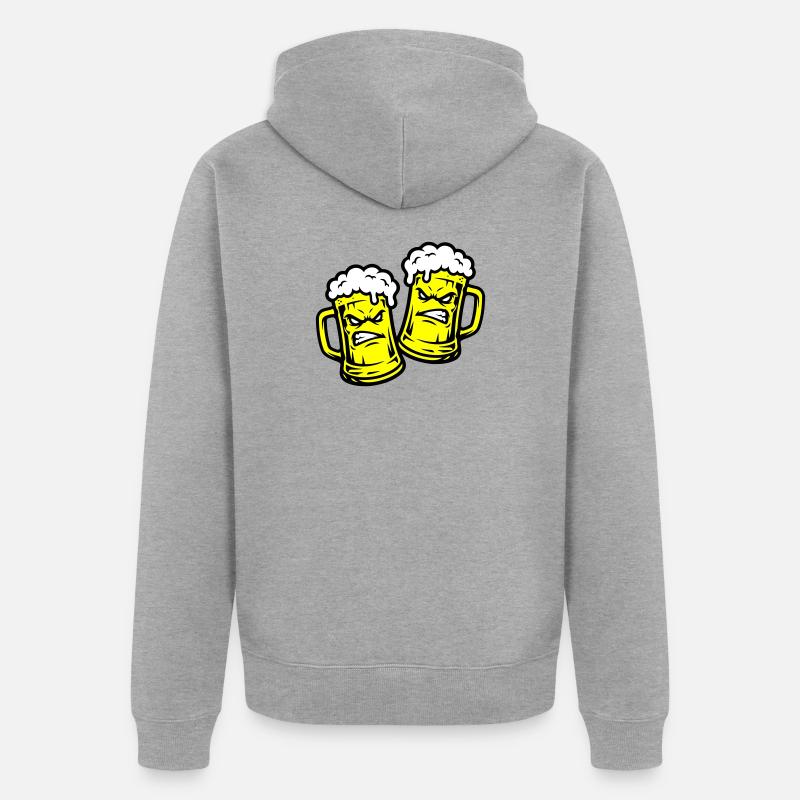 Bier Comic Bierglas - Unisex Premium Bio Zip Hoodie - Grau meliert