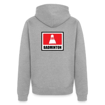 Badminton - Sport - Racket - Unisex Premium Organic Zip Hoodie - heather grey - Back - Nico (187cm)