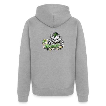 Punkkatz Graffiti Mohawk - Veste à capuche bio Premium Unisexe - gris chiné - Dos - Nico (187cm)