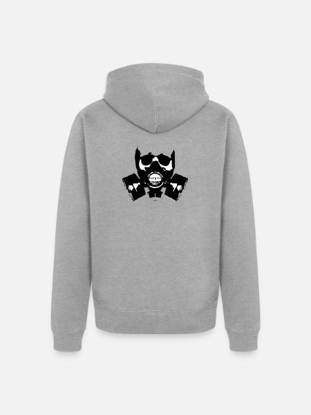 Gas Mask Skullsilhouette - Unisex Premium Organic Zip Hoodie - heather grey