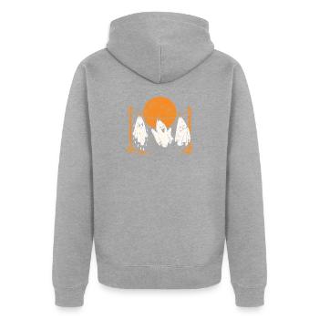 Waschtag der Geister - Unisex Premium Bio Zip Hoodie - Grau meliert - Hinten - Nico (187cm)