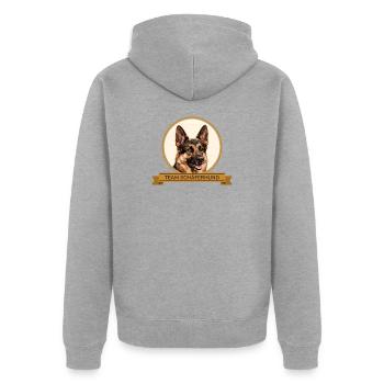 Team Schäferhund - Unisex Premium Bio Zip Hoodie - Grau meliert - Hinten - Nico (187cm)