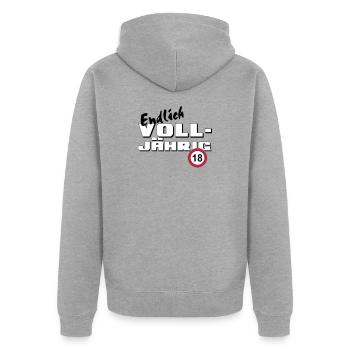 18. Geburtstag ,Volljährig ,Endlich Volljährig(25) - Unisex Premium Bio Zip Hoodie - Grau meliert - Hinten - Nico (187cm)