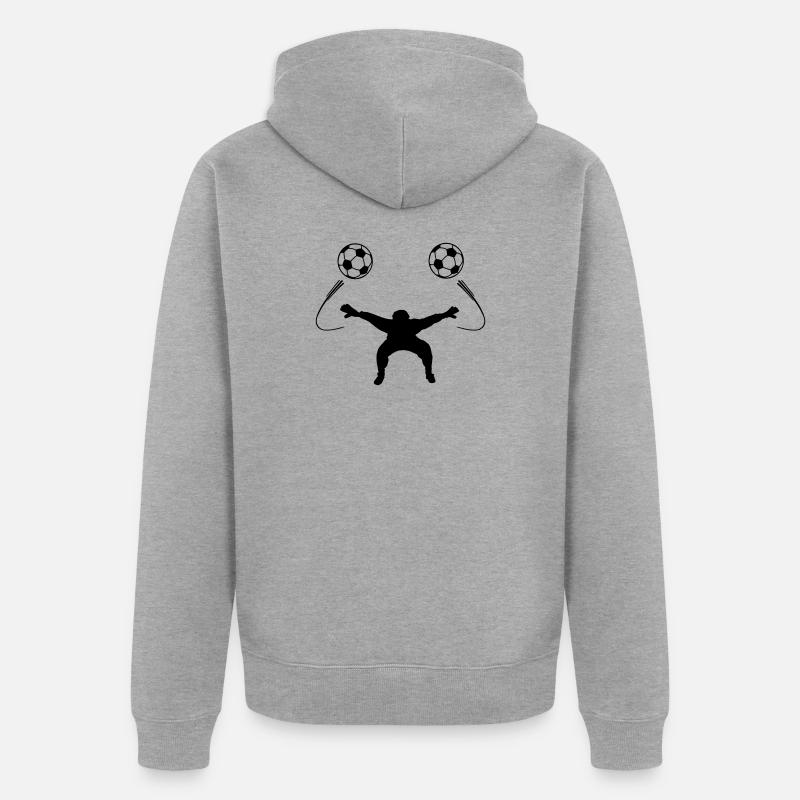 Torwart oder Torwartschattenfigur - Unisex Premium Bio Zip Hoodie - Grau meliert