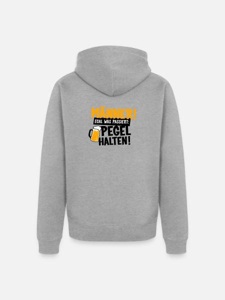 Männer Pegel halten - Unisex Premium Bio Zip Hoodie - Grau meliert