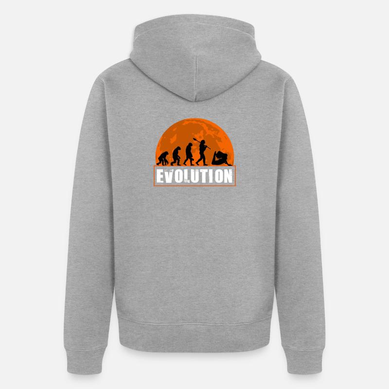 Yoga Evolution Silhouette Sunset Retro - Unisex Premium Bio Zip Hoodie - Grau meliert