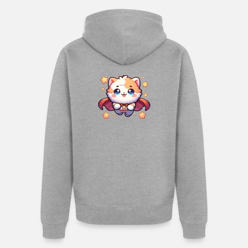Héros Chaton, Super-héros Chat, Super Chaton - Veste à capuche bio Premium Unisexe - gris chiné