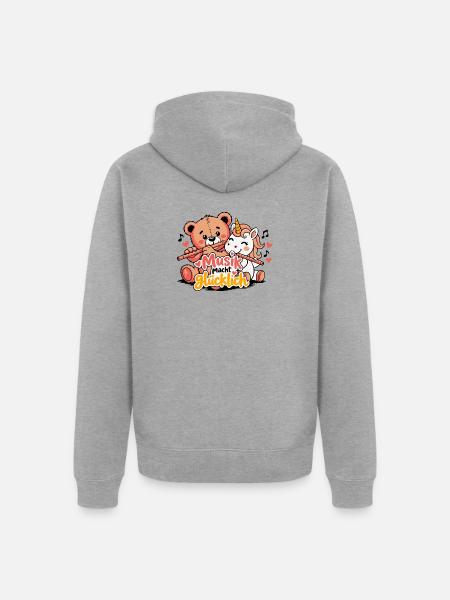 Blockflöte - Musik macht glücklich - Unisex Premium Bio Zip Hoodie - Grau meliert