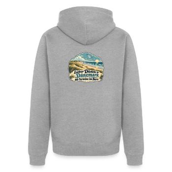 Lieber Dünen in Dänemark - Unisex Premium Bio Zip Hoodie - Grau meliert - Hinten - Nico (187cm)