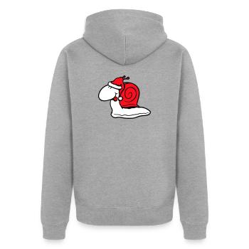 Snail Santa Claus Christmas Hat Gift - Unisex Premium Organic Zip Hoodie - heather grey - Back - Nico (187cm)