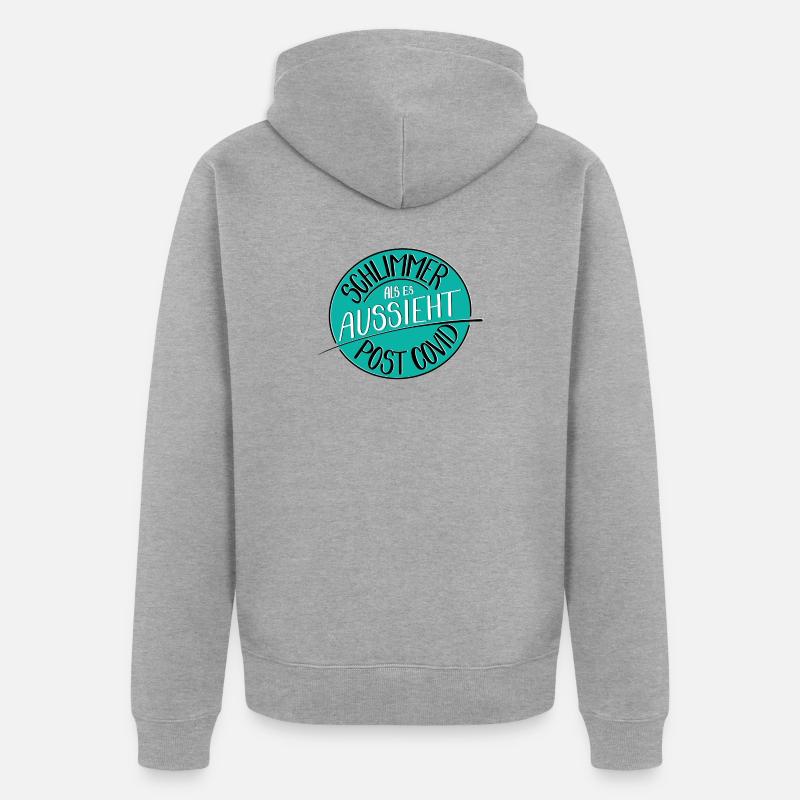 Schlimmer als es aussieht, Post Covid - Unisex Premium Bio Zip Hoodie - Grau meliert