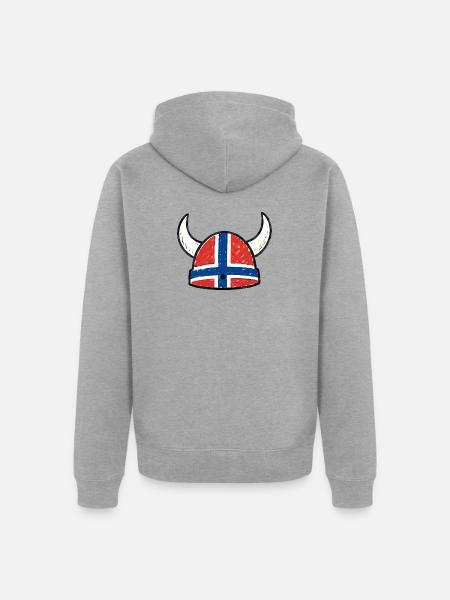 Norwegen Wikingerhelm – Lustiges Viking Design - Unisex Premium Bio Zip Hoodie - Grau meliert