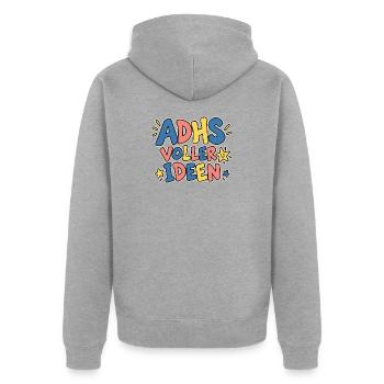 Voller Ideen - Unisex Premium Bio Zip Hoodie - Grau meliert - Hinten - Nico (187cm)