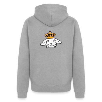 Couronne de lapin royal Roi Reine Prince Princesse - Veste à capuche bio Premium Unisexe - gris chiné - Dos - Nico (187cm)