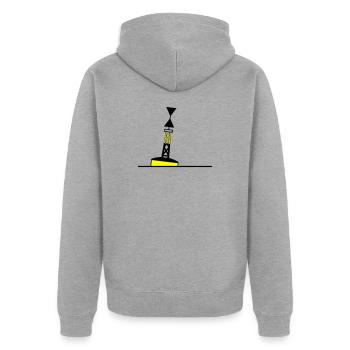 Tonne - Boje Nordsee Segeln Ostsee Maritim - Unisex Premium Bio Zip Hoodie - Grau meliert - Hinten - Nico (187cm)