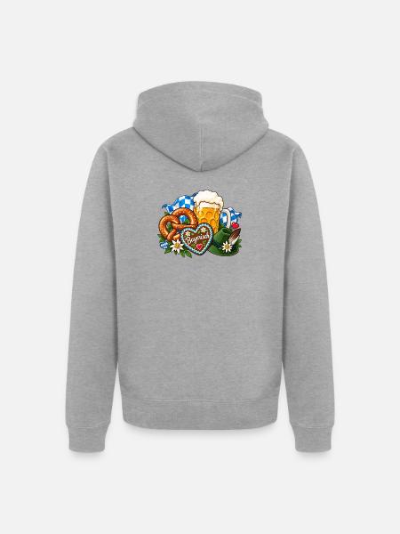 Bayerische Gemütlichkeit Volksfest - Unisex Premium Bio Zip Hoodie - Grau meliert