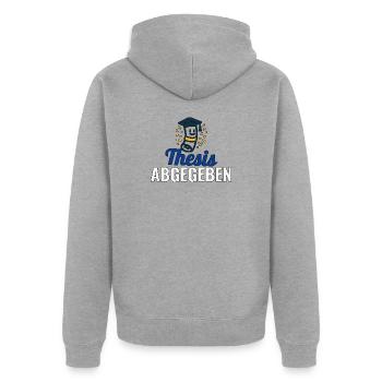 Thesis abgegeben – Feier-Shirt für Absolventen - Unisex Premium Bio Zip Hoodie - Grau meliert - Hinten - Nico (187cm)